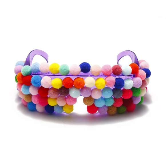Unique Colorful Cotton Beads Decoration Sunglasses